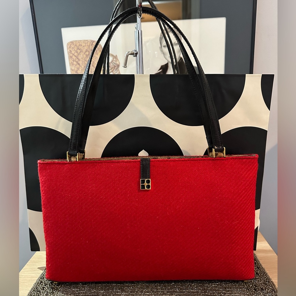 Rare kate spade Highland Tweed leather and calf hair shoulder bag Made in Italy
